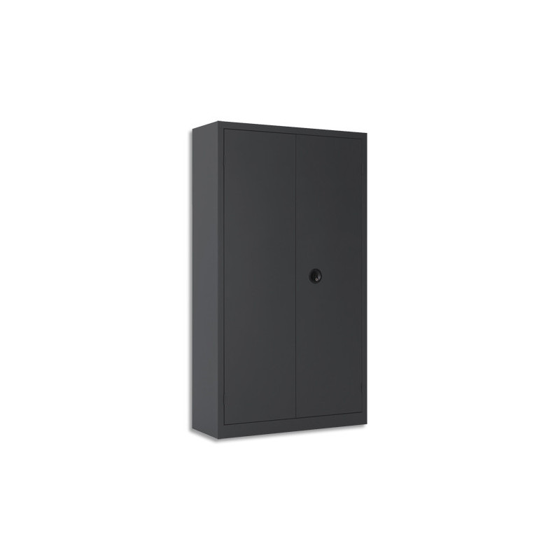 PIERRE HENRY Armoire haute monobloc Corps et Rideau Anthracite, porte battante - Dim L90 x H180 x P43 cm