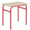 SODEMATUB Lot de 4 tables scolaire MONOPLACE, hêtre, plateau 70 x 50 cm, hauteur 59 cm, taille 3, rouge