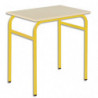 SODEMATUB Lot de 4 tables scolaire MONOPLACE, hêtre, plateau 70 x 50 cm, hauteur 59 cm, taille 3, jaune