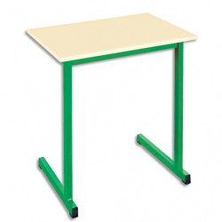 SODEMATUB Table scolaire MONOPLACE, hêtre, plateau 70 x 50 cm, hauteur 59 cm, taille 3, Vert