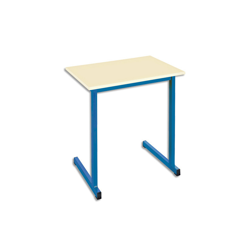 SODEMATUB Table scolaire MONOPLACE, hêtre, plateau 70 x 50 cm, hauteur 59 cm, taille 3, Bleu