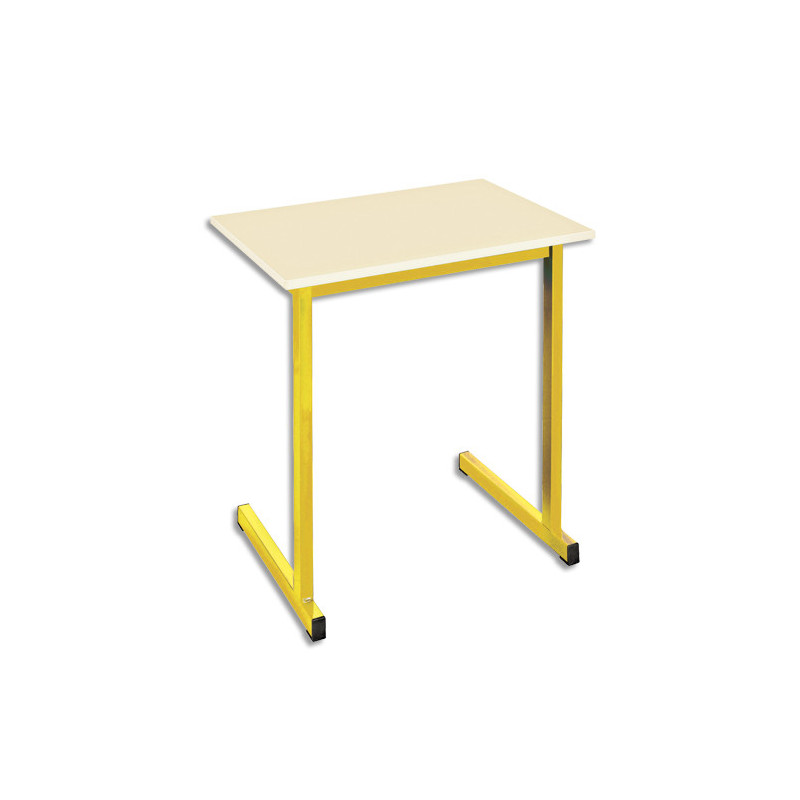 SODEMATUB Table scolaire MONOPLACE, hêtre, plateau 70 x 50 cm, hauteur 59 cm, taille 3, Jaune