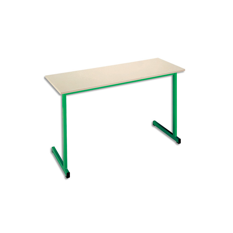 SODEMATUB Table scolaire BIPLACE, hêtre, plateau 130 x 50, hauteur 59 cm, taille 3, vert