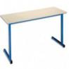 SODEMATUB Table scolaire BIPLACE, hêtre, plateau 130 x 50, hauteur 59 cm, taille 3, bleu