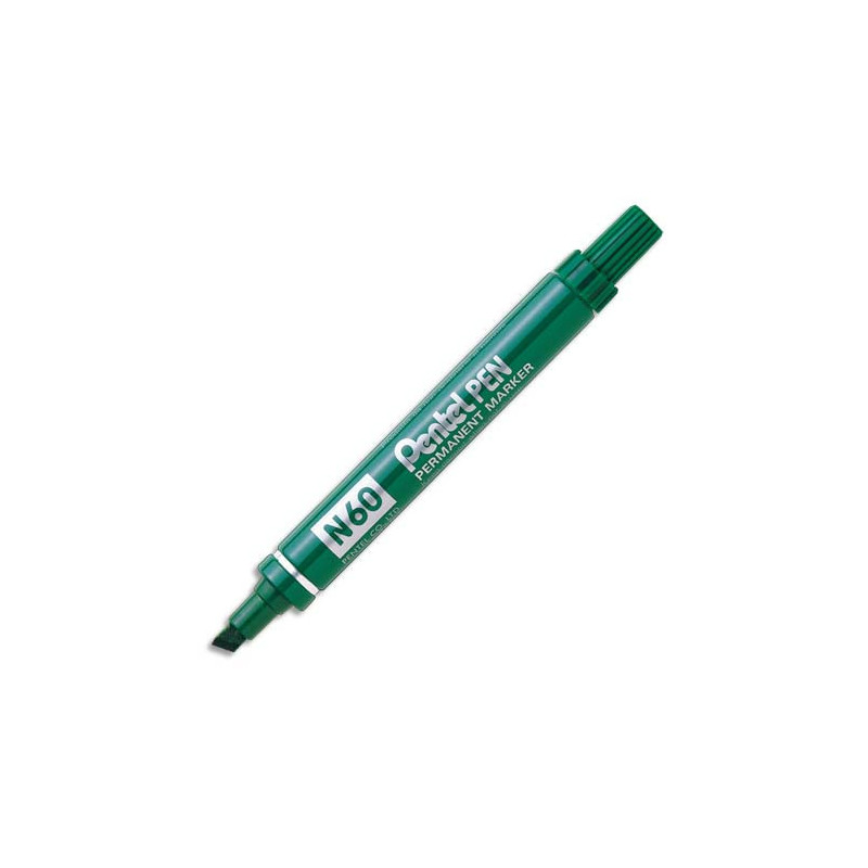 PENTEL Marqueur permanent pointe biseau corps métal encre Verte indélébile N60