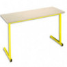 SODEMATUB Table scolaire BIPLACE, hêtre, plateau 130 x 50, hauteur 59 cm, taille 3, jaune