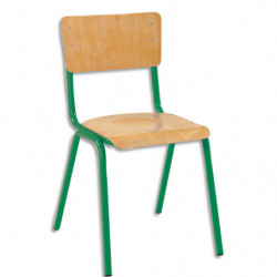 SODEMATUB Lot de 4 chaises scolaire MAXIM, hêtre, assise 37 x 39 cm, haut.assise 35 cm, taille 3, vert