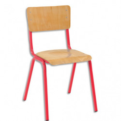 SODEMATUB Lot de 4 chaises scolaire MAXIM, hêtre, assise 37 x 39 cm, haut.assise 35 cm, taille 3, rouge