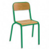 SODEMATUB Lot de 4 chaises scolaire ALEXIS, hêtre, assise 35 x 36 cm, haut.assise 35 cm, taille 3, vert