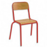 SODEMATUB Lot de 4 chaises scolaire ALEXIS, hêtre, assise 35 x 36 cm, haut.assise 35 cm, taille 3, rouge