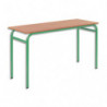 SODEMATUB Lot de 4 tables scolaire BIPLACE, hêtre, plateau 130 x 50 cm, hauteur 64 cm, taille 4, vert