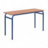 SODEMATUB Lot de 4 tables scolaire BIPLACE, hêtre, plateau 130 x 50 cm, hauteur 64 cm, taille 4, bleu