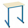SODEMATUB Table scolaire MONOPLACE, hêtre, plateau 70 x 50 cm, hauteur 64 cm, taille 4, Bleu