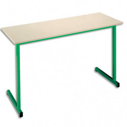 SODEMATUB Table scolaire BIPLACE, hêtre, plateau 130 x 50, hauteur 64 cm, taille 4, vert