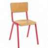 SODEMATUB Lot de 4 chaises scolaire MAXIM, hêtre, assise 37 x 39 cm, haut.assise 38 cm, taille 4, rouge