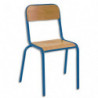 SODEMATUB Lot de 4 chaises scolaire ALEXIS, hêtre, assise 35 x 36 cm, haut.assise 38 cm, taille 4, bleu