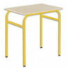 SODEMATUB Lot de 4 tables scolaire MONOPLACE, hêtre, plateau 70 x 50 cm, hauteur 71 cm, taille 5, jaune