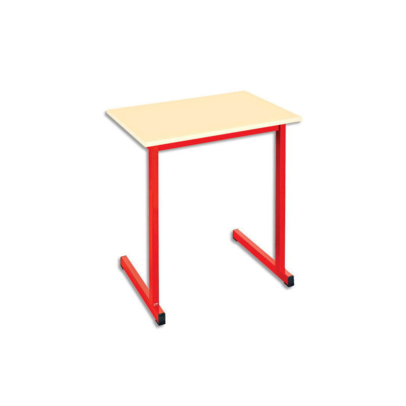 SODEMATUB Table scolaire MONOPLACE, hêtre, plateau 70 x 50 cm, hauteur 71 cm, taille 5, Rouge