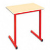 SODEMATUB Table scolaire MONOPLACE, hêtre, plateau 70 x 50 cm, hauteur 71 cm, taille 5, Rouge