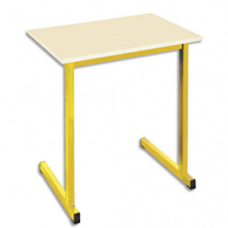 SODEMATUB Table scolaire MONOPLACE, hêtre, plateau 70 x 50 cm, hauteur 71 cm, taille 5, Jaune