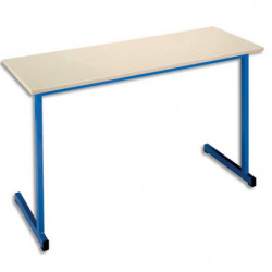 SODEMATUB Table scolaire BIPLACE, hêtre, plateau 130 x 50, hauteur 71 cm, taille 5, bleu