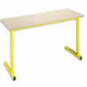 SODEMATUB Table scolaire BIPLACE, hêtre, plateau 130 x 50, hauteur 71 cm, taille 5, jaune