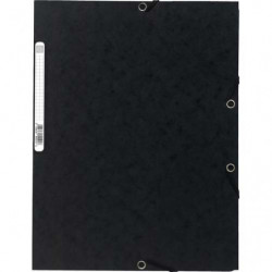 EXACOMPTA Chemise 3 rabats/ élastique, carte lustrée 5/10e, 400gr. Format 24x32cm. Coloris Noir.