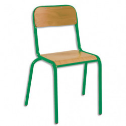 SODEMATUB Lot de 4 chaises scolaire ALEXIS, hêtre, assise 35 x 36 cm, haut.assise 43 cm, taille 5, vert