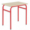 SODEMATUB Lot de 4 tables scolaire MONOPLACE, hêtre, plateau 70 x 50 cm, hauteur 76 cm, taille 6, rouge