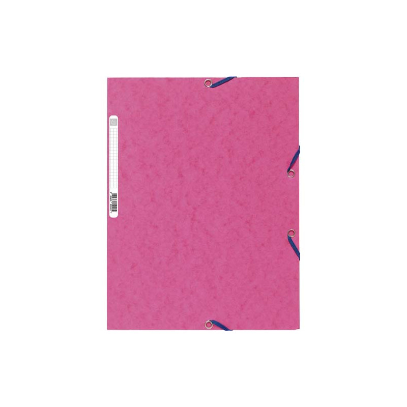 EXACOMPTA Chemise 3 rabats et élastique, en carte lustrée 5/10e, 400gr. Format 24x32cm. Coloris Fuchsia.