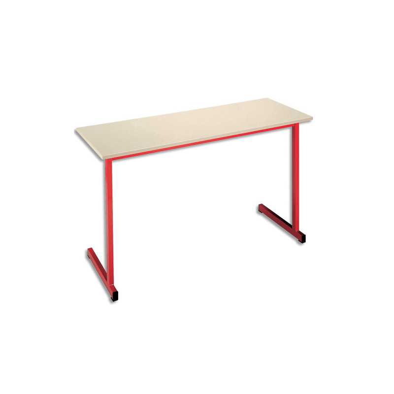 SODEMATUB Table scolaire BIPLACE, hêtre, plateau 130 x 50, hauteur 76 cm, taille 6, rouge