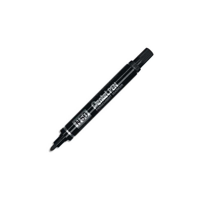 PENTEL Marqueur permanent pointe ogive corps métal encre Noire indélébile N50