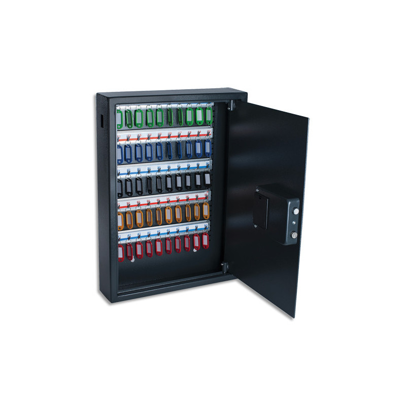 PAVO Armoire à clés électronique Gris foncé, capacité 50 clés - Dimensions : L40 x H56 x P10 cm