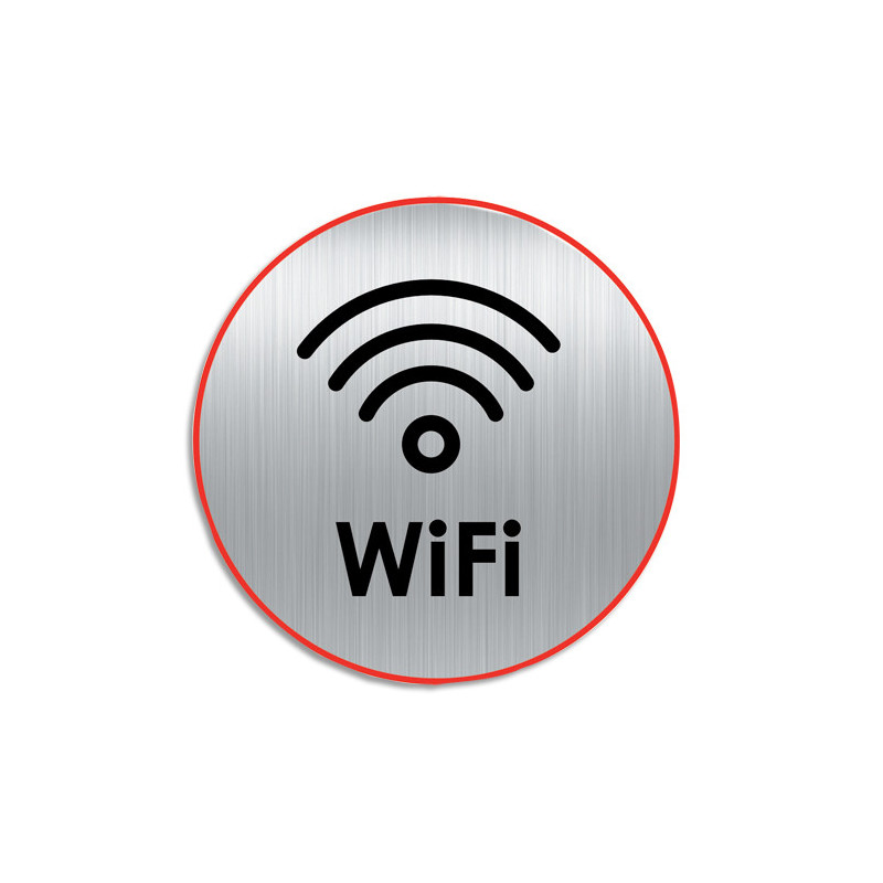 VISO Plaque de signalisation Signal Wifi en aluminium, bande autocollante au dos, Diamètre 8 cm