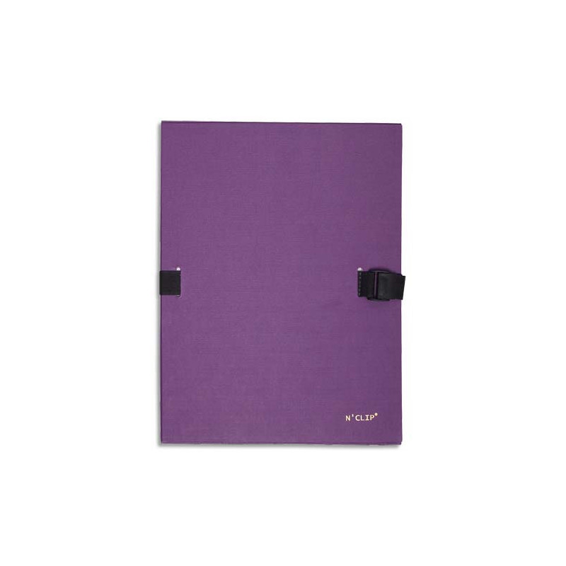 EXACOMPTA Chemise extensible NCLIP en papier toilé. Sangle à clip. Dos rainuré 13cm. Coloris violet