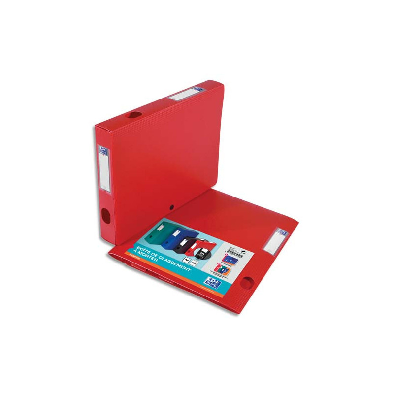 OXFORD Boîte classement non montée Memphis PP 7/10e. Dos 4 cm. Coloris Rouge