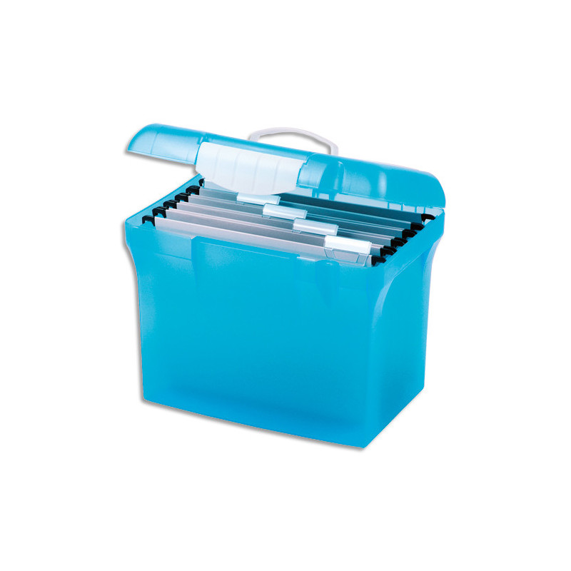 OXFORD Valise classement CLASS N GO, en polypro Bleu translucide cadenassable. Livré avec 5 dossiers