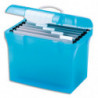 OXFORD Valise classement CLASS N GO, en polypro Bleu translucide cadenassable. Livré avec 5 dossiers