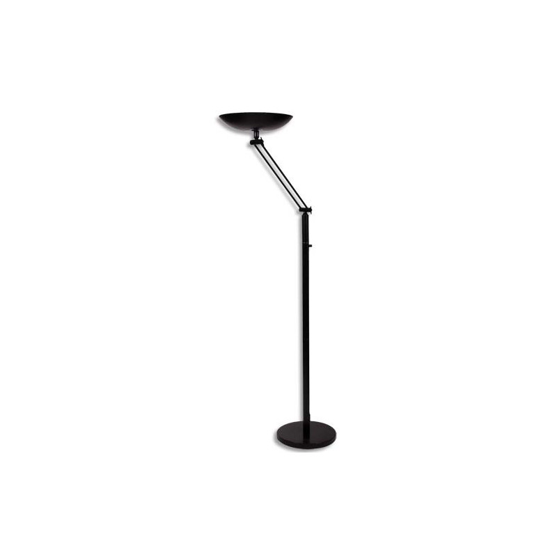 UNILUX Lampadaire à LEDS Varialux Noir articulé - Hauteur 180 cm, Socle D34 cm, vasque D36 x H6 cm