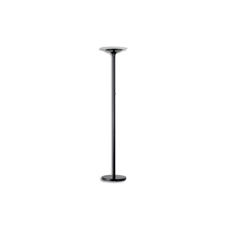 UNILUX Lampadaire à LEDS Variaglass Noir avec vasque verre - H180 cm, Socle D34 cm, vasque D36 x H6 cm