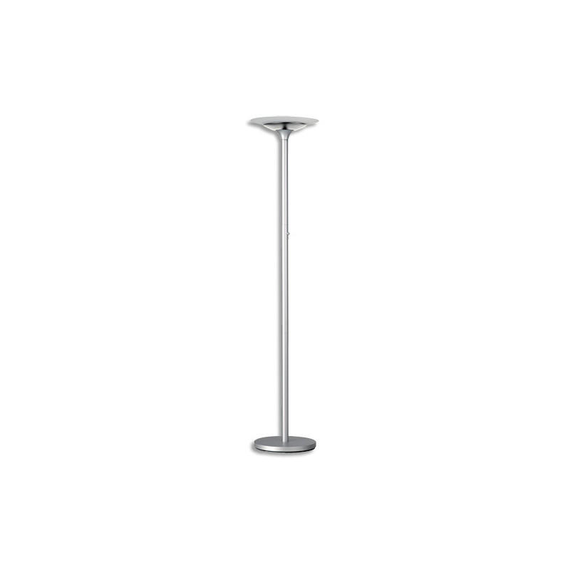 UNILUX Lampadaire à LEDS Variaglass Gris métal avec vasque verre, H180 cm, Socle D34 cm, vasque D36xH6 cm