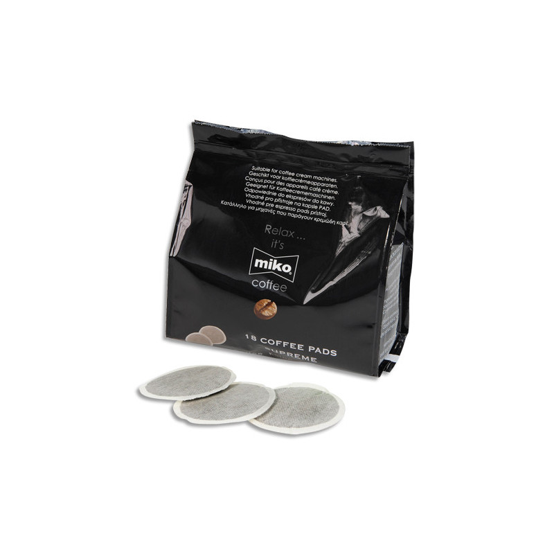 MIKO CAFE Sachet de 18 Dosettes souples de café 7g Pads Suprême expresso extra 100% Arabica