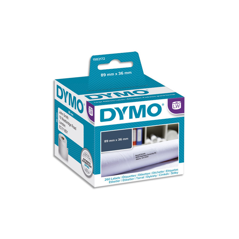 DYMO Boîte de 260 étiquettes LW adresse grand format petit volume 89x36mm 1983172