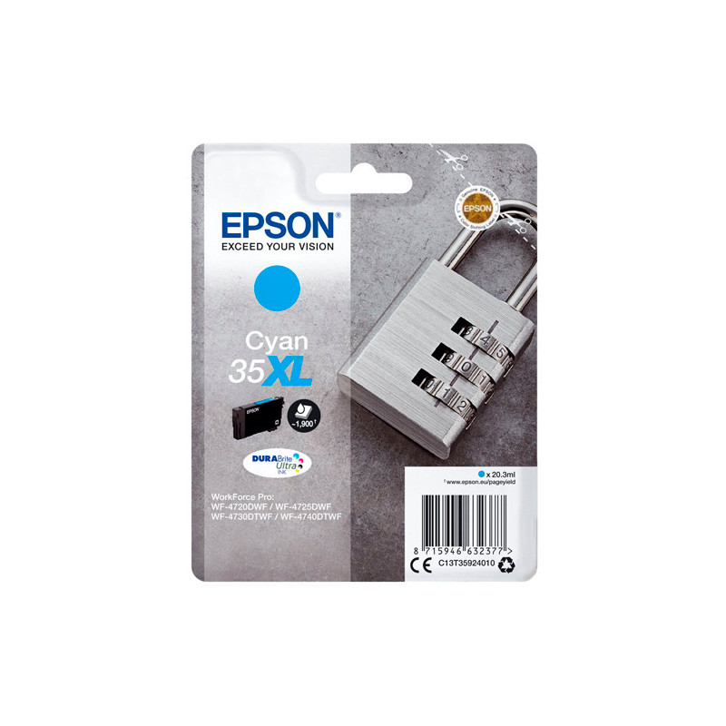 EPSON Cartouche Jet d'Encre DURABrite Ultra Cyan XL ''Cadenas'' 35 - C13T35924010