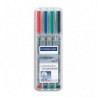 STAEDTLER Pochette de 4 feutres pour rétroprojection pointe fine encre soluble coloris assortis LUMOCOLOR