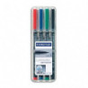 STAEDTLER Pochette de 4 feutres multi-usages LUMOCOLOR Encre permanente assortis. Pointe superfine 0,4mm