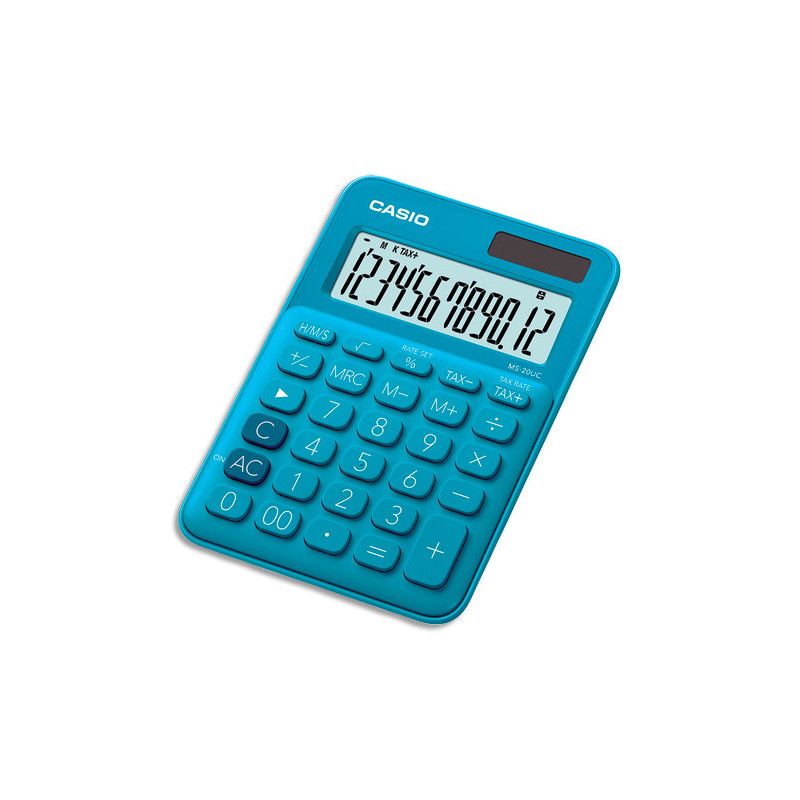 CASIO Calculatrice de bureau 12 chiffres Bleue MS-20UC-BU-S-EC