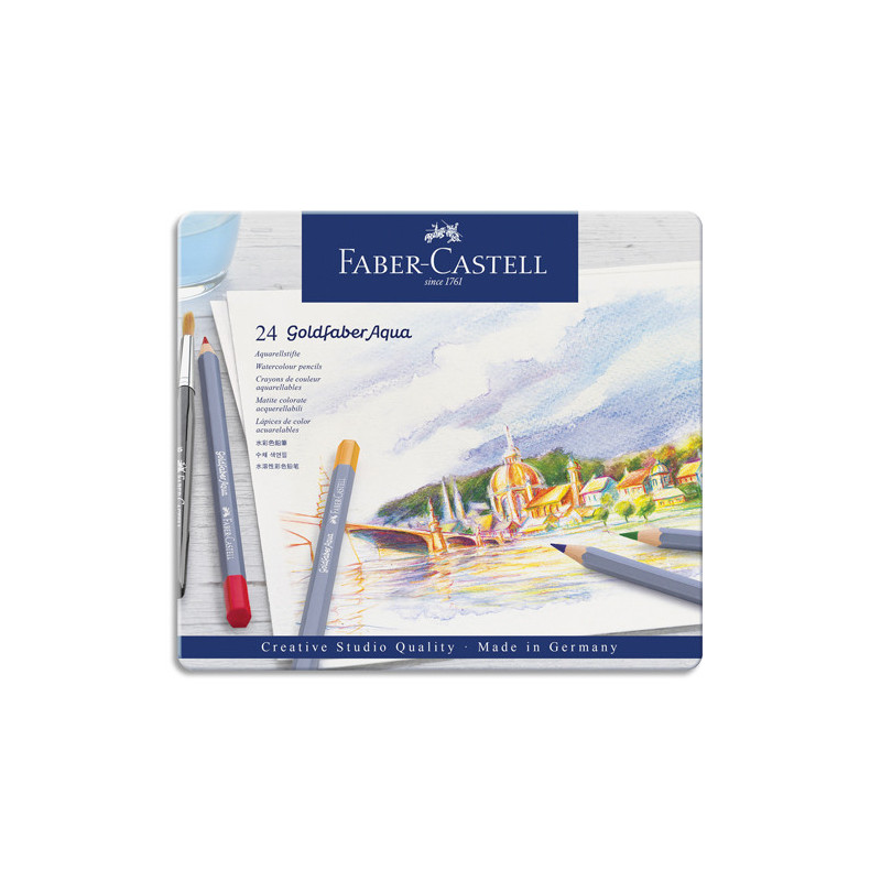 FABER CASTELL Etui de 24 crayons de couleur GOLDFABER aquarellables. Coloris assortis