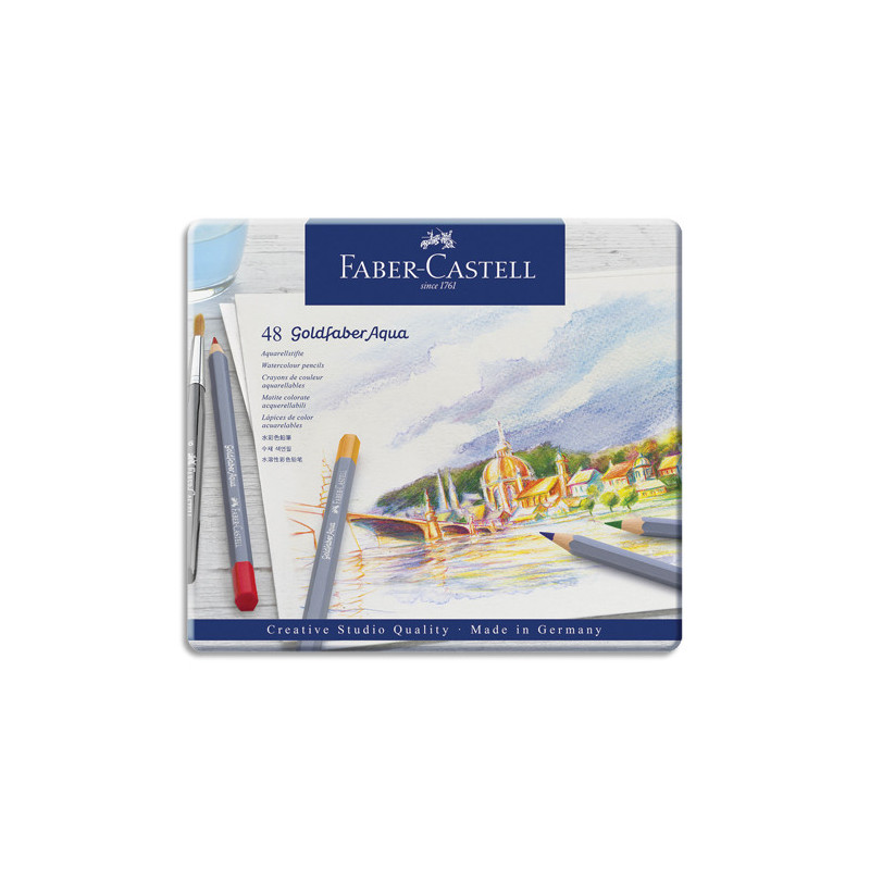 FABER CASTELL Etui de 48 crayons de couleur GOLDFABER aquarellables. Coloris assortis