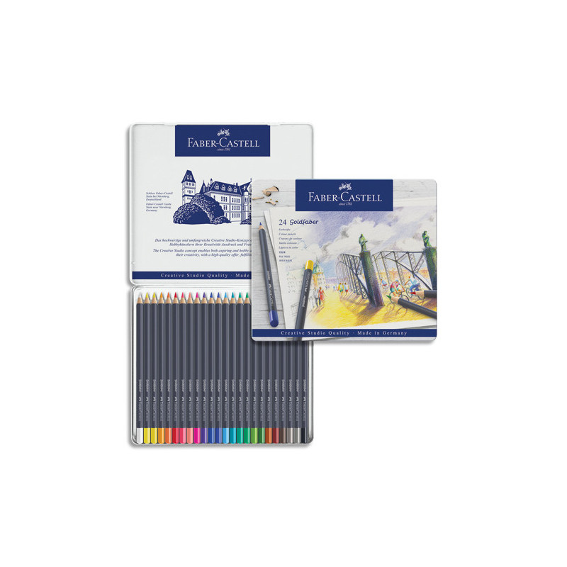 FABER CASTELL Etui de 24 crayons de couleur GOLDFABER. Coloris assortis